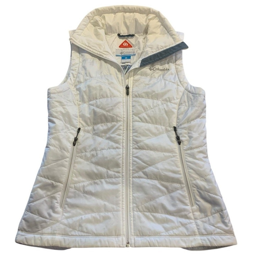 Columbia Heavenly Omni-Heat Puffer Vest White Women's Size‎ Small S Mock Neck